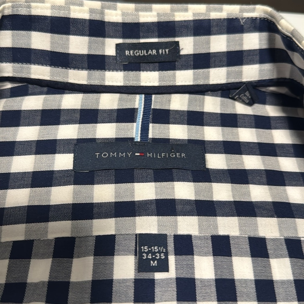 Tommy Hilfiger Blue and White Casual Button Down Shirt